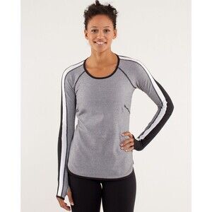 LULULEMON 2012 Reversibile Runder Under Long Sleeve Top 6 Pique Black White B42